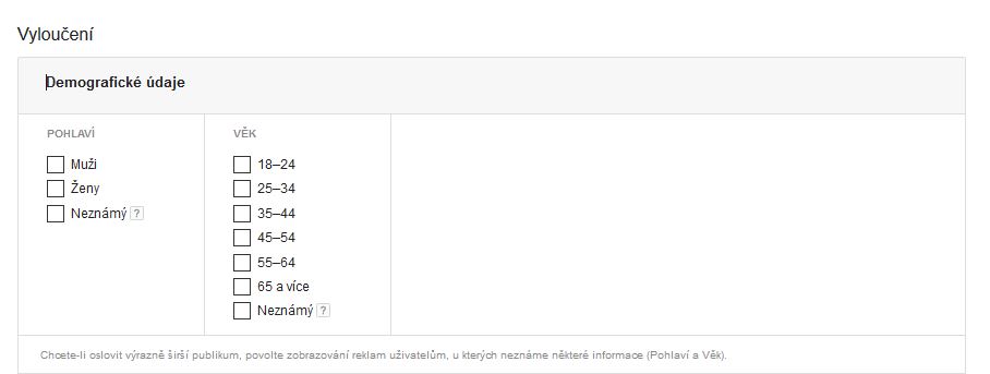 adwords vyloučení
