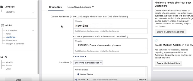 Vytváření publika ve Facebook ads