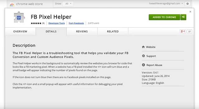 Facebook Pixel helper