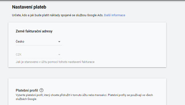 Přidání karty do Google Ads