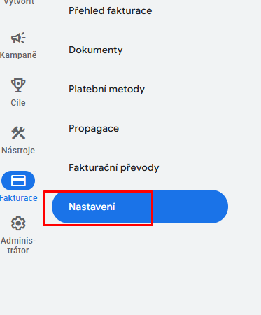 Google Ads - výměna karty 1
