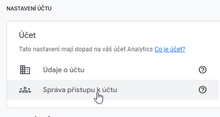 nastavení účtu