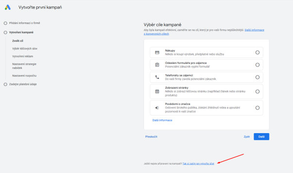 Založení Google Ads 6