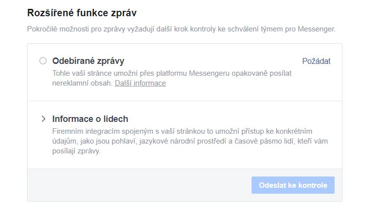 Messenger - rozšířené funkce zpráv