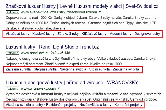 Rozšíření textových reklam Google Ads